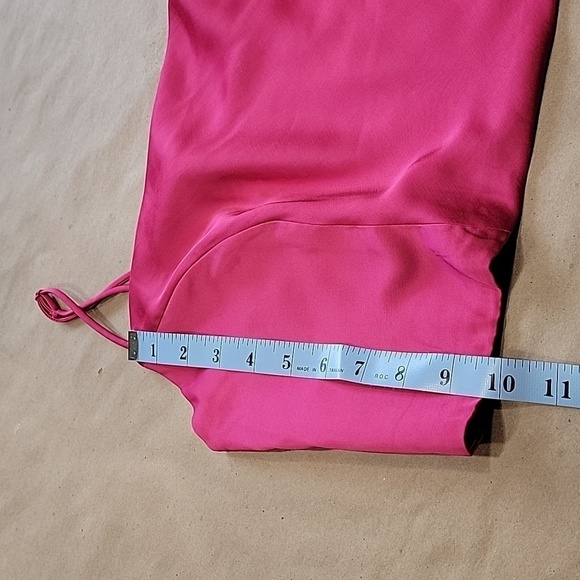 H&M Size L "Cerise" (Bright Pink) Satin Corset Top Adjustable Straps, Drape Neck - Picture 8 of 11